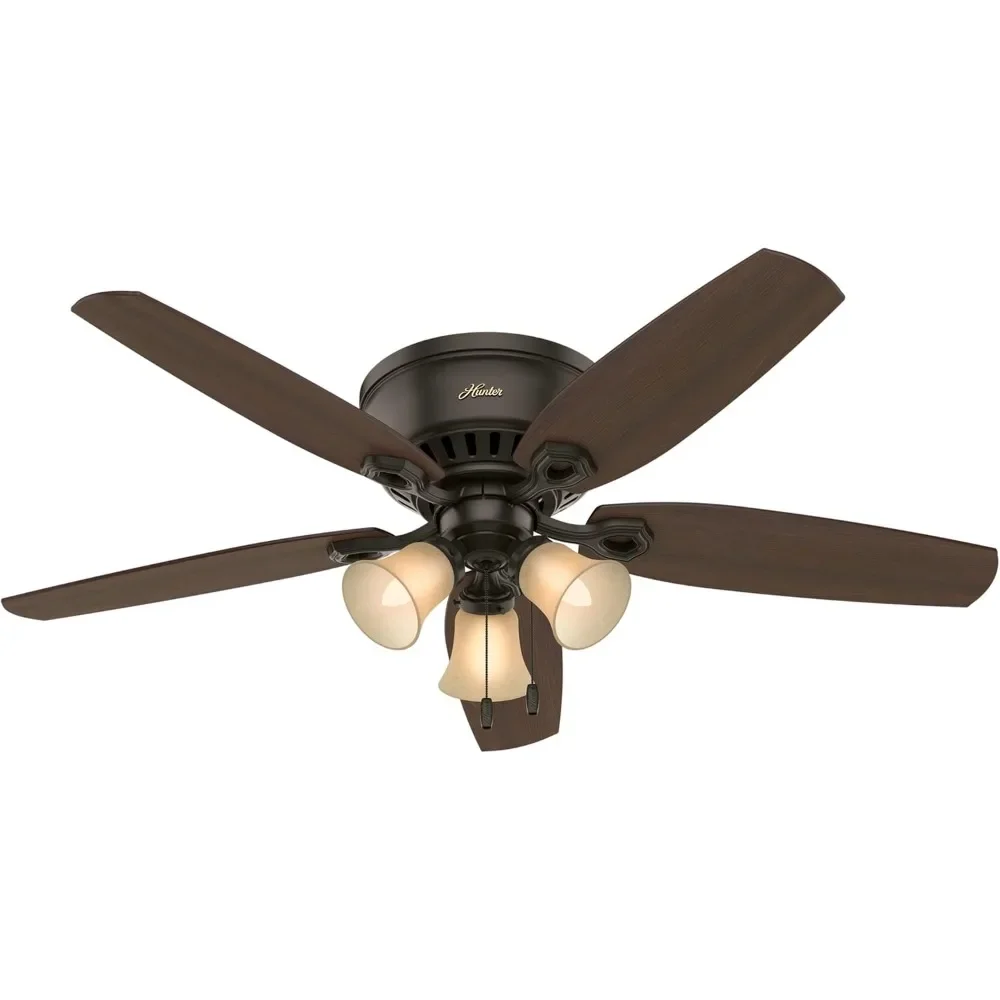 

52" Builder Low Profile Ceiling Fan with Light, 52 inch, New Bronze finish
