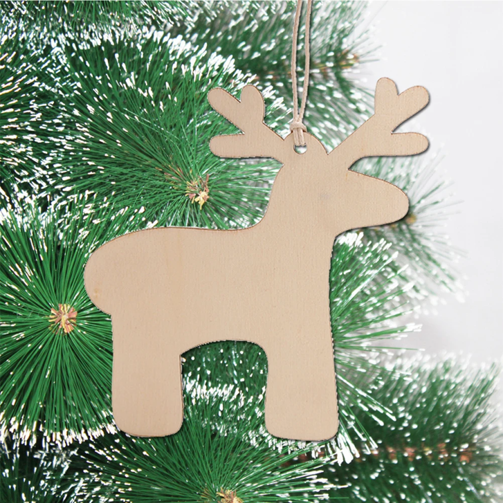 

10Pcs Wooden Hanging Ornament Xmas Tree Elk Pendant Home Party Decor Safe Healthy Craftsmanship Wooden Hanging Ornament