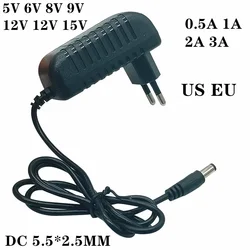 AC 110-240V DC 5V 6V 8V 9V 10V 12V 15V 0.5A 1A 2A 3A Adaptador de corriente universal Adaptador de cargador Eu Us para tiras de luz LED