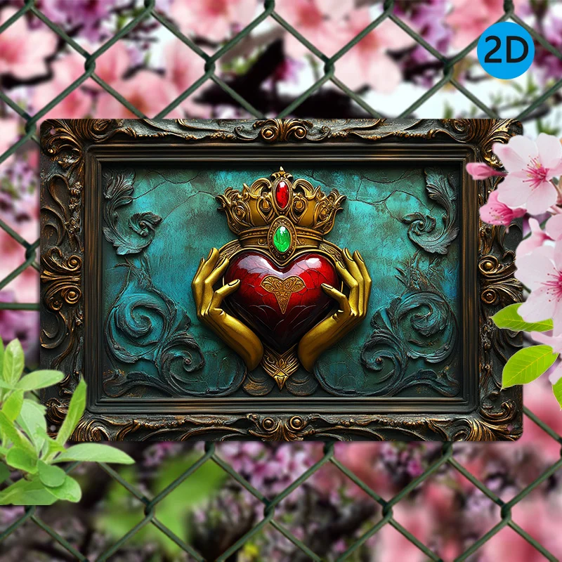 

Charming Vintage-Style Aluminum Wall Art,7.9x11.8" Red Heart in Hands Design, Perfect for Home, Office & Bathroom Decor