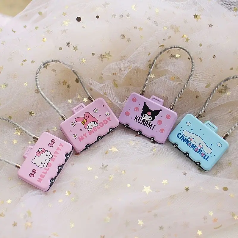 Sanrio Cinnamoroll Kuromi My Melody Hello Kitty Code Lock Cute Cartoon Wire School Bag Luggage Code Lock Children's Gift Toy