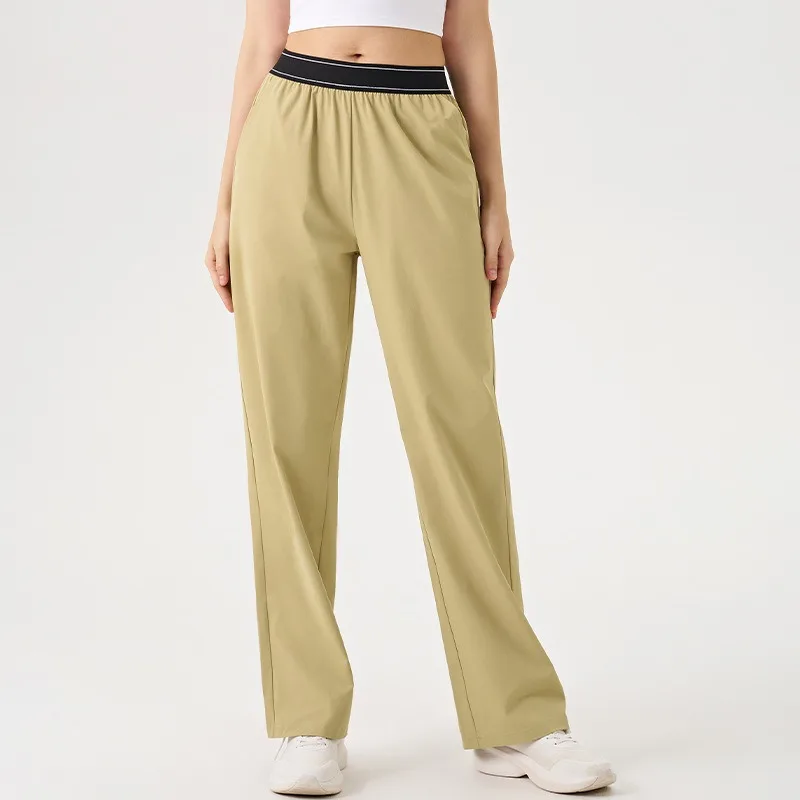 

Женские брюки для йоги, свободные и легкие эластичные быстросохнущие брюки для фитнеса, спортивные брюки с карманами на открытом воздухе, рабочая одежда, повседневные брюки