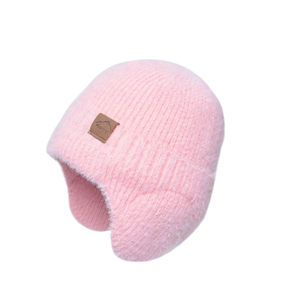 

Fashion Headgear Earflap Woolen Hat Thickened Cold Proof Ear Protection Beanie Cap Thermal Plush Knitted Earflap Hat School