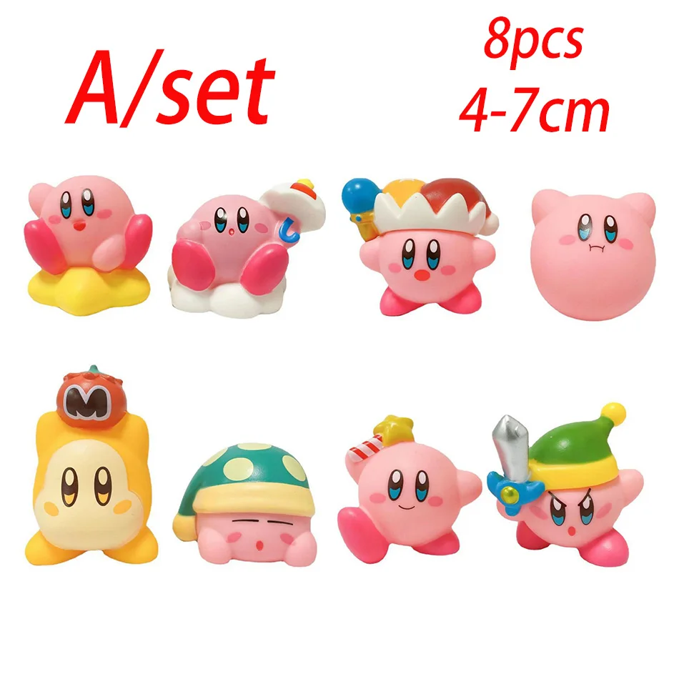 Anime Star Kirby Anime Figure Cute Cartoon Pink Kirby Waddle Dee King Dedede Mini Figure Decorative Collection Toy Gifts