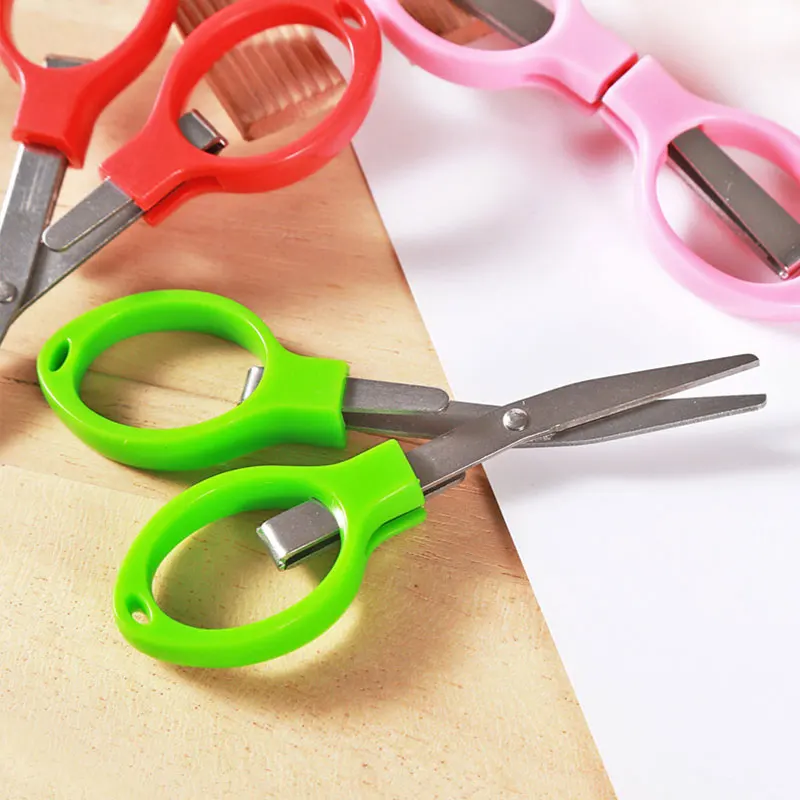 30 Piece Colorful Plastic Handle Folding Safety Scissors