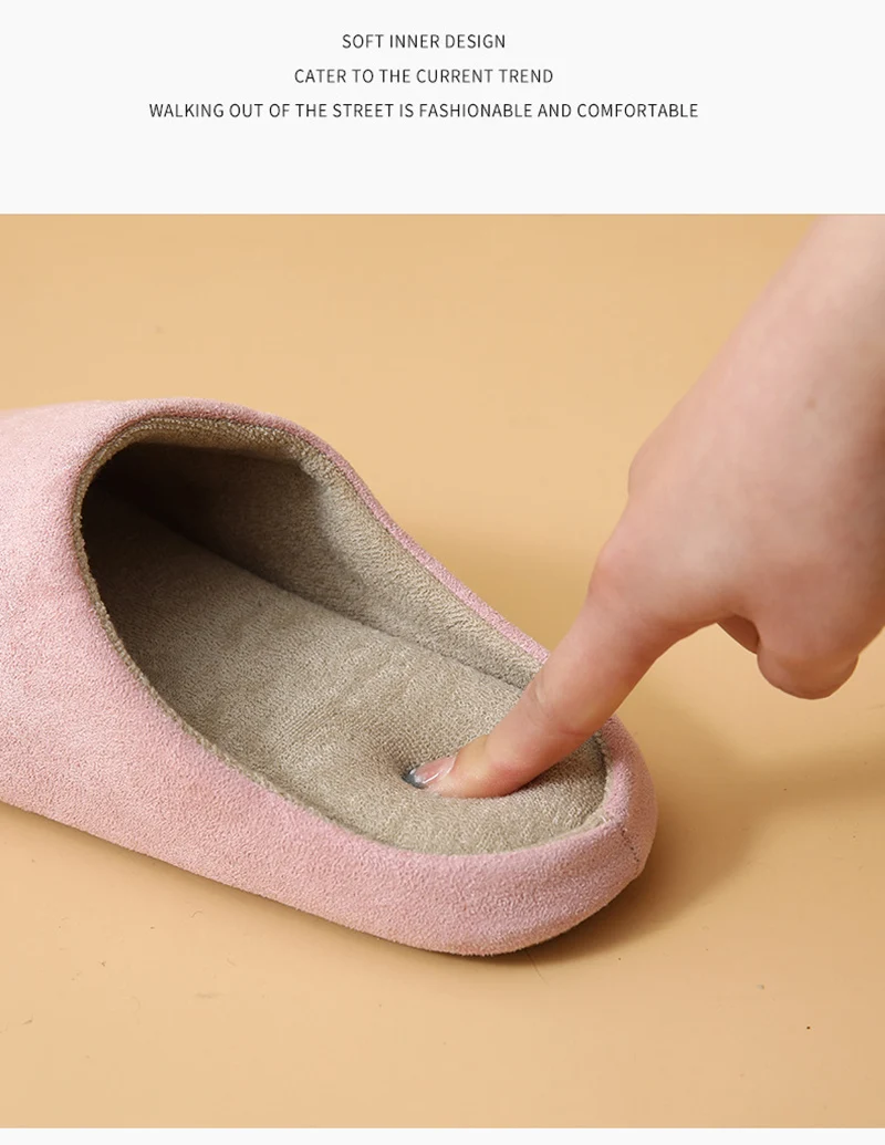 Bequeme Hausschuhe mit weicher Sohle, aus Baumwolle, für Damen, im Retro-Stil, aus Wildleder, warm, geräuschlos, in Übergrößen erhältlich, rutschfest, als Paar erhältlich. – Detail 8