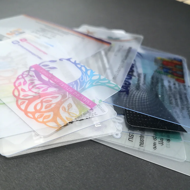 Cartes de visite en plastique PVC transparent, impression personnalisée, carte d'appel étanche, conception gratuite, 90x51mm, 200 pièces