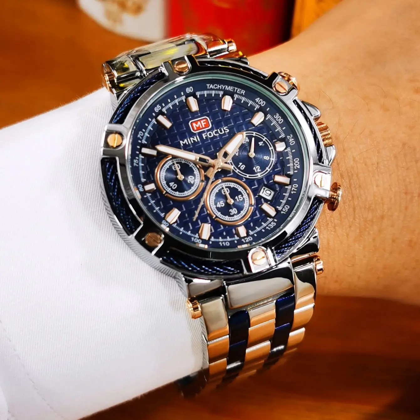 

Спортивные многофункциональные кварцевые часы для мужчин со светящимися стрелками, ремешок из нержавеющей стали, модные мужские часы, лучший бренд, роскошные наручные часы