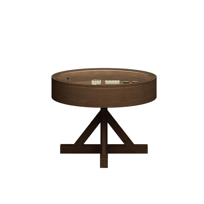 Round Multifunctional Jewelry with Drawers Treasure Showroom Removable Glass Display Cabinet Taichung Island Display Stand