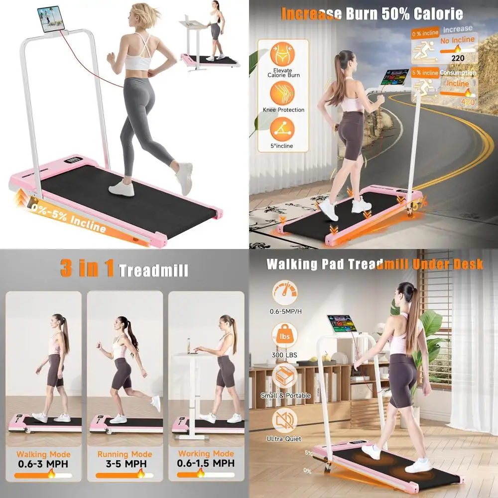

Компактная беговая дорожка под стол с регулируемым наклоном, портативная платформа для ходьбы для дома или офиса, бесшумная работа, выдерживает до 300 фунтов, LED-дисплей