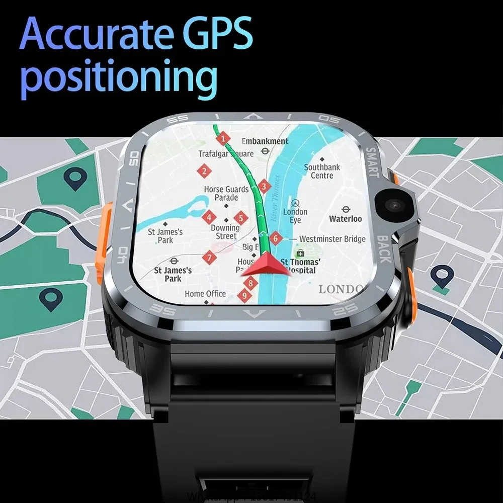 PGD SmartWatch 4G LTE GPS Wifi SIM Card NFC Dual Camera Rugged 16/64G ROM Storage Google Play Heart Rate Android Smart Watch Men