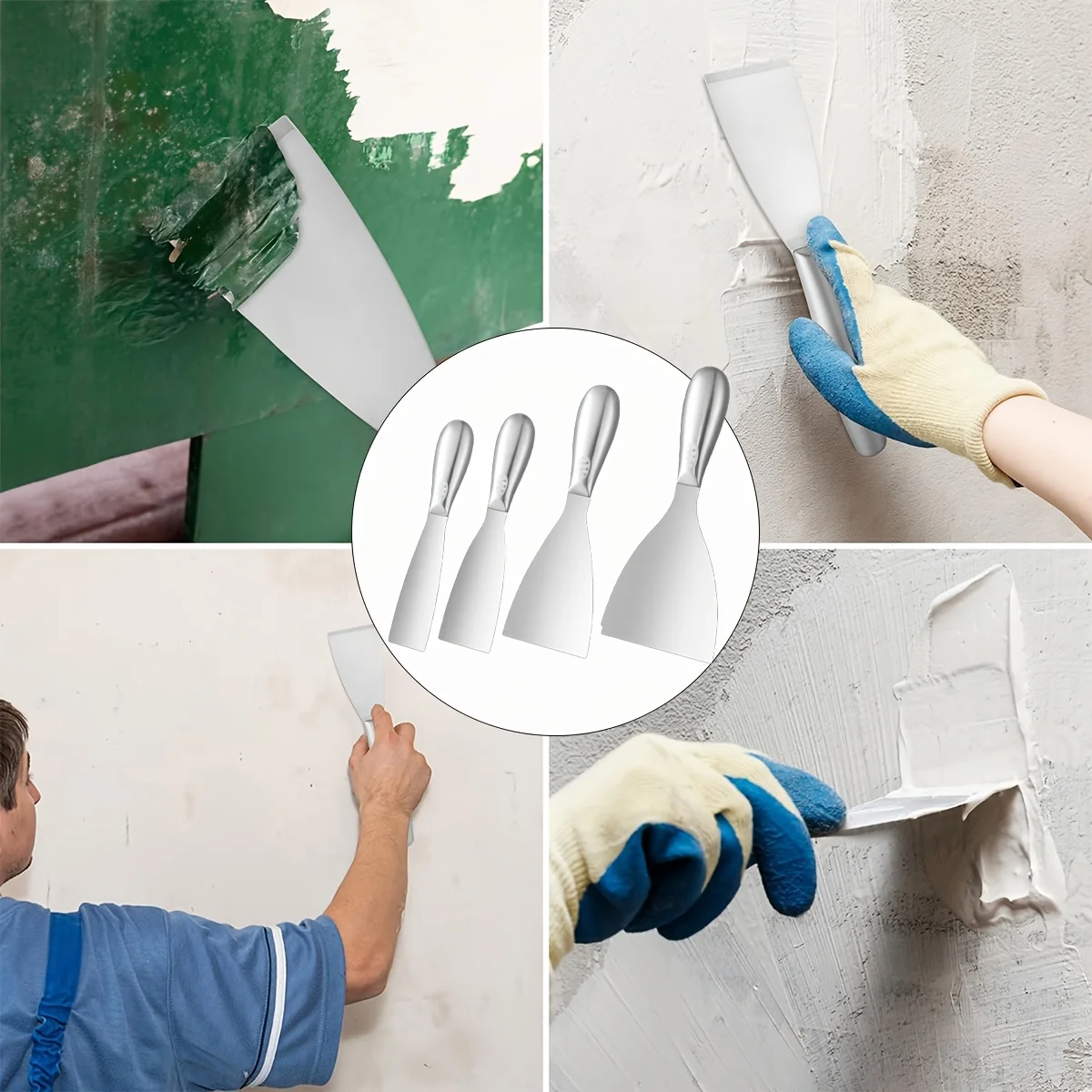 أداة مكشطة فاخرة من الفولاذ المقاوم للصدأ المصقول بالكامل لتشطيب الحوائط الجافة، شفرة معجون من الدرجة الاحترافية لكشط الطلاء