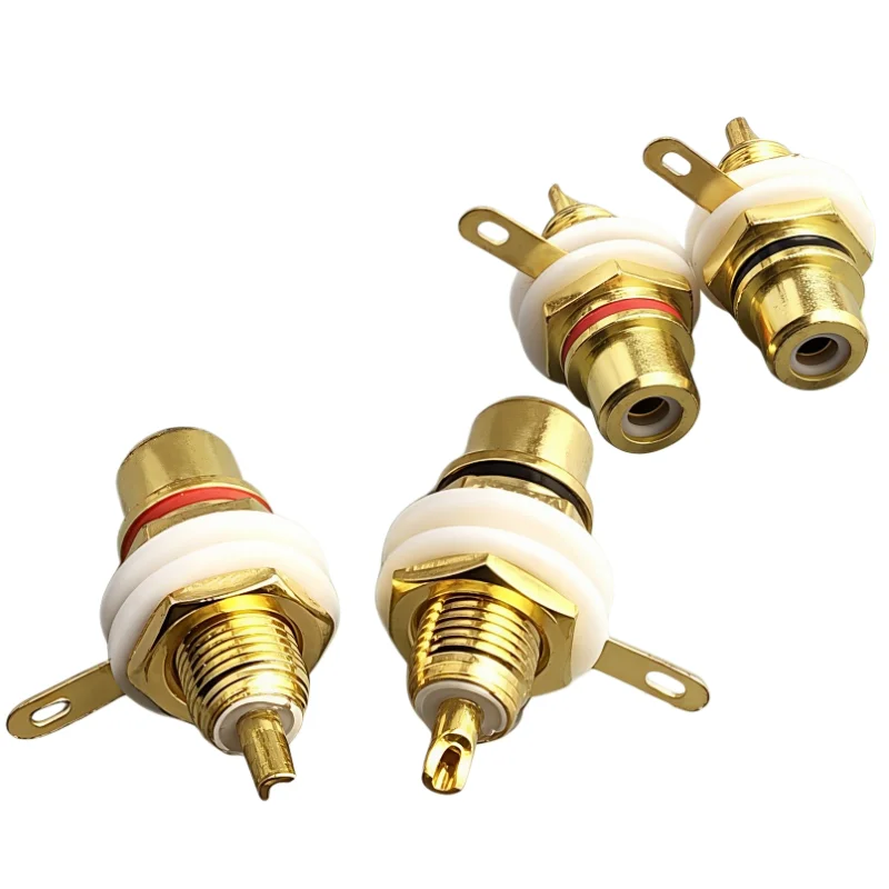 5/10PCS 8mm Panel Mount Gold Plated RCA Female Plug Jack Audio Socket Amplifier Chassis Phono Connector With Nut Solder Cup