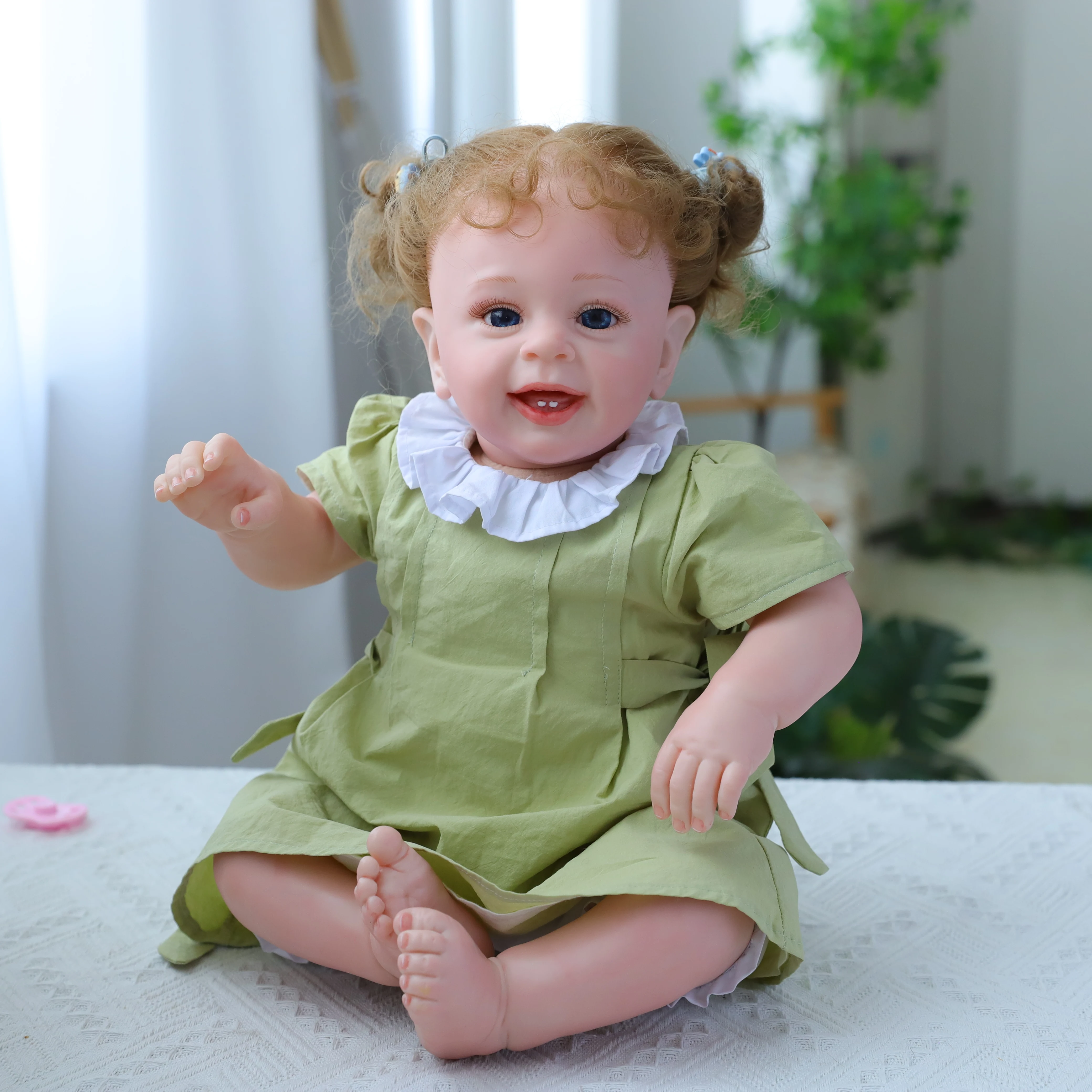 

ZIYIUI 60cm Reborn Dolls Blue Eyes Soft Silicone Material Handmade 3D Visible Blood Vessels Children's Daily Companion Toys Gift