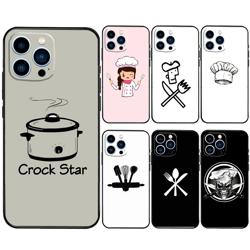 Cooking Chef Case For iPhone 14 13 12 11 16 15 Pro Max Plus Mini X XR XS Max 7 8 Soft TPU Back Cover