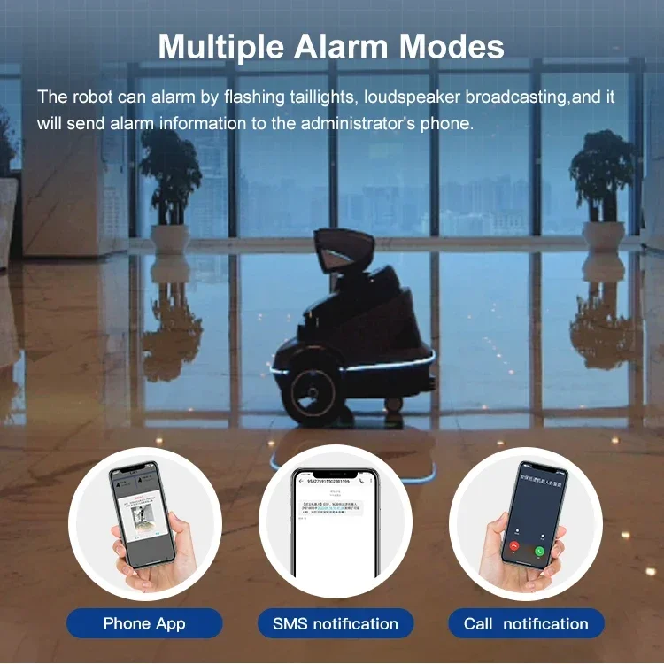 Navigazione automatica su ampia area Sefuridad Patrol Roboter Guardia di sicurezza autonoma Riconoscimento facciale Sensori di visione Robot