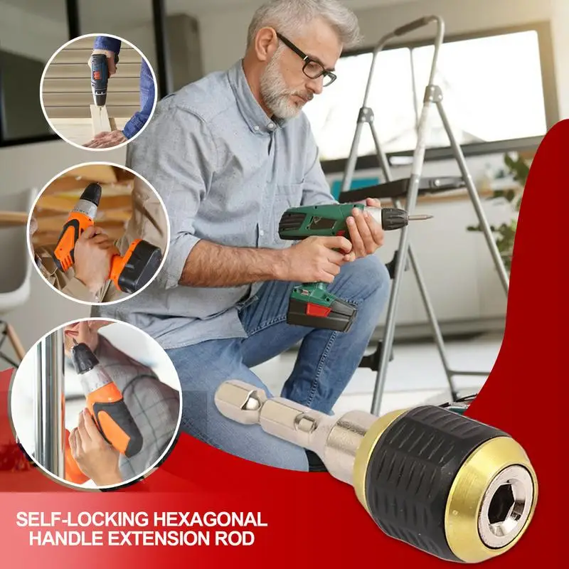 Drill Extension Bit Holder Hexagonal Quick Release Self-Locking Extension Rod Multipurpose Attachment For Electric Drill