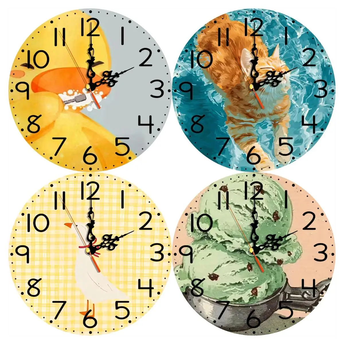 Silent Wooden Round Wall Clock, Non-Ticking Decor Wall Watch for Home Bedroom Living Room, AA Battery Not Included