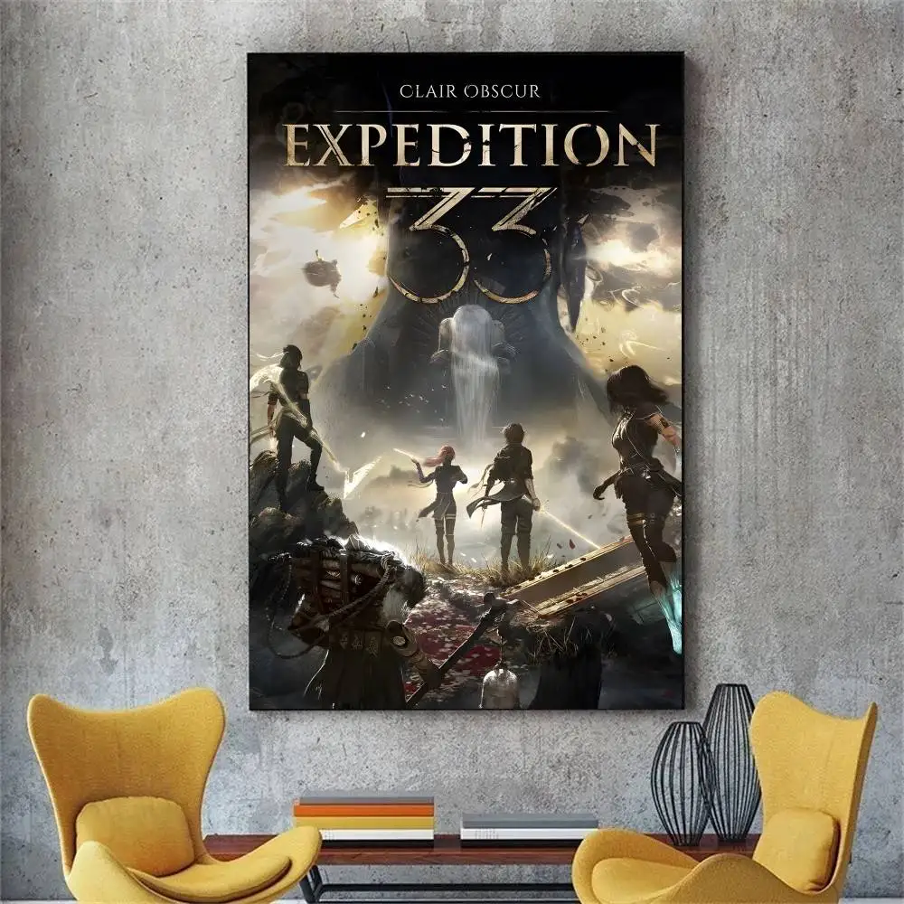 C-Clair Obscur Expedition 33 Poster DIY Vintage Movie Poster Wall Art Painting Study Stickers Wall Painting