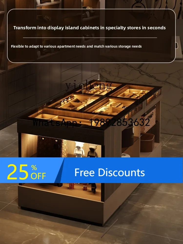 Cloakroom Middle Island Cabinet Jewelry Display Cabinet Storage Bucket Cabinet High-end Jewelry