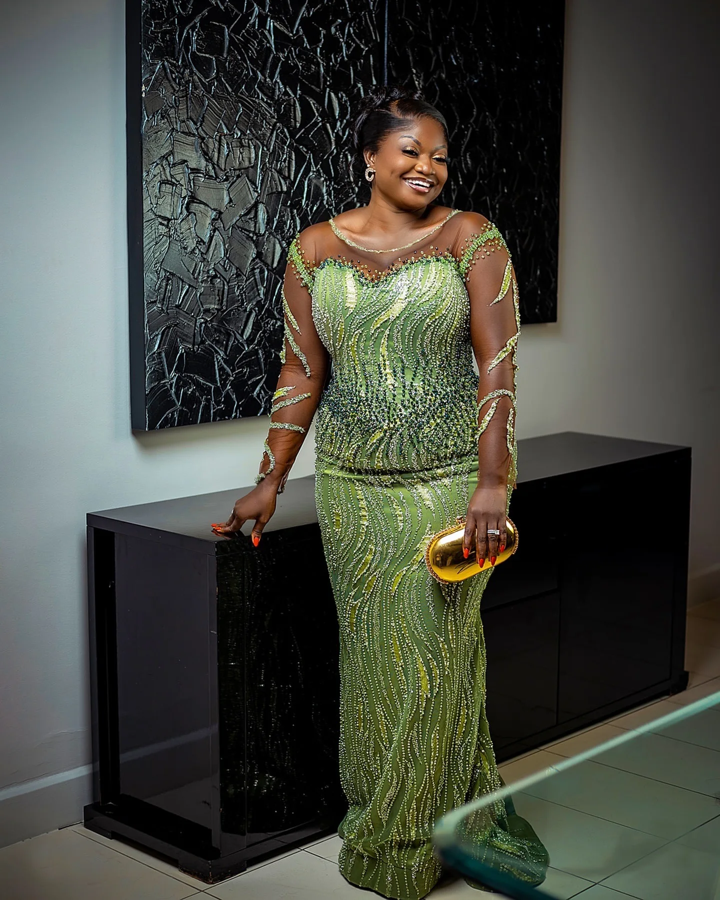 Olijfgroen Zeemeermin 2025, Galajurken Pure Hals Kralen Lovertjes Kant Avond Formele Feest Verjaardag Jurken ZJ2622