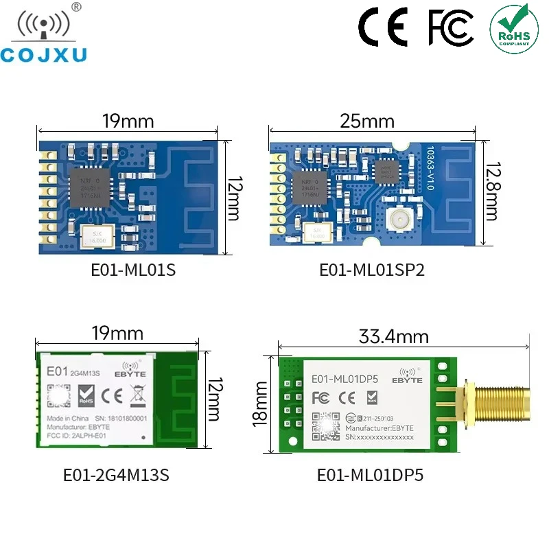 nRF24L01 nRF24L01P Wireless Module 2.4GHz COJXU E01 Series Long Range SPI Module DIP IoT Module Wireless Transceiver Receiver