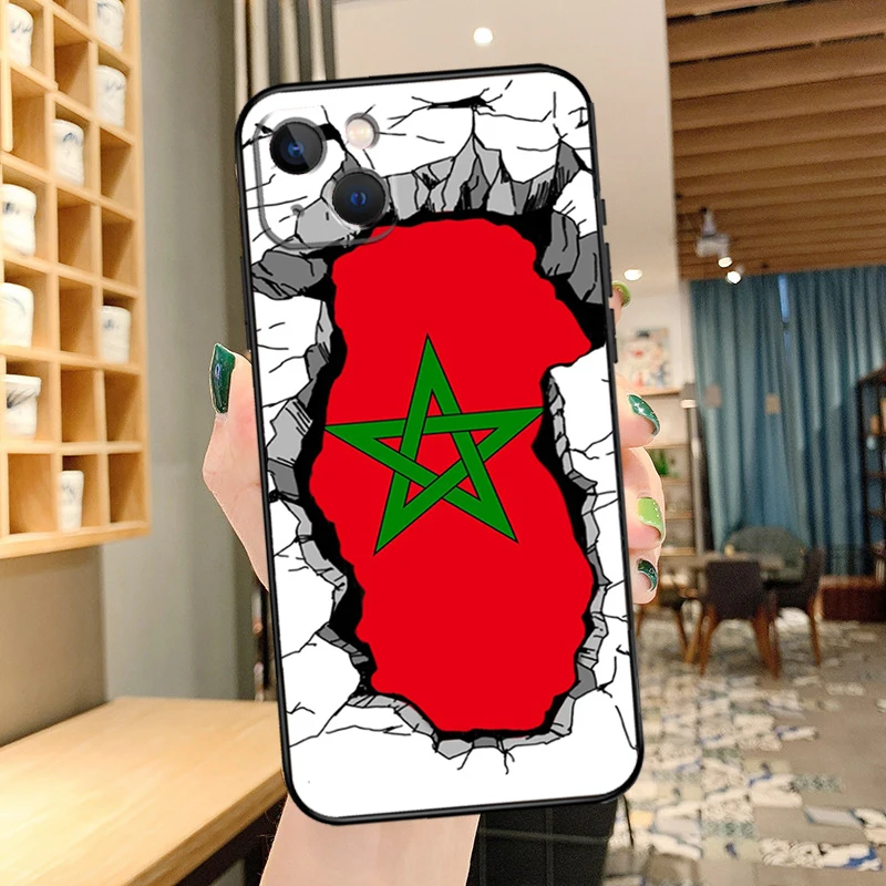 حافظة هاتف بعلم المغرب من ماروك ، غطاء لهاتف آيفون 11 ، 12 ، 13 ، 14 ، 15 برو ماكس ، 12 ، 13 Mini ، X ، XR ، XS MAX ، 7 ، 8 Plus