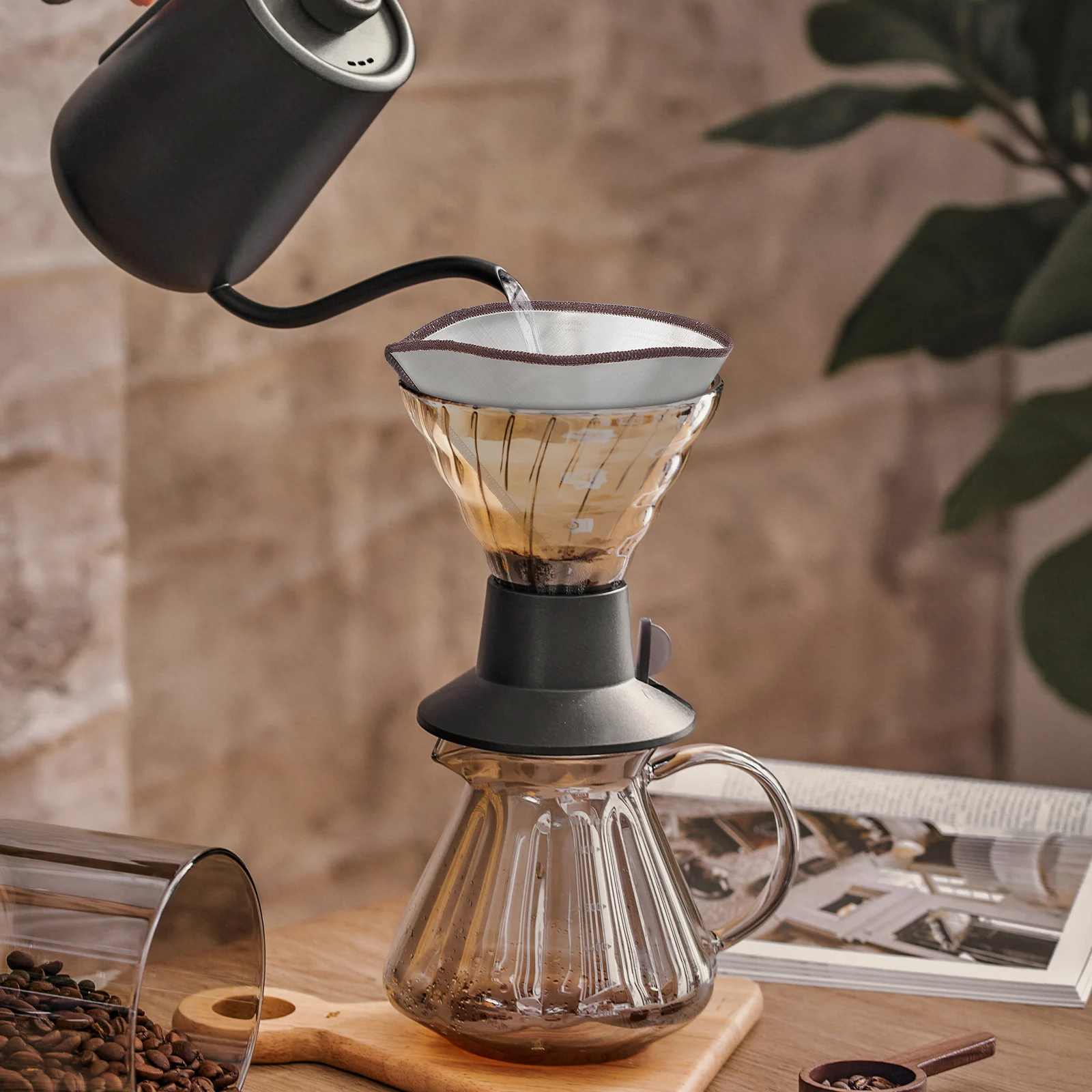 

1- Stainless Steel Coffee Filter Mesh Fine Reusable For Hand Drip Coffee Maker Machine Portable Strainer Screen Kitchen Bar