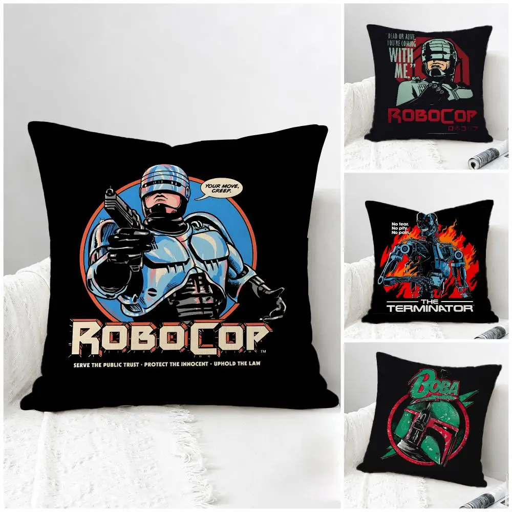 Movie RoboCop Cushion Cover Natural Linen Pillowcase Set, All-in-One Decor for Sofa, Bedroom & Chair