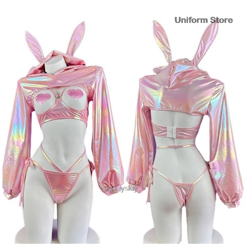 

Saipeng Bok кролик девушка лазерная сестра сексуальный аниме косплей розовая нашивка на грудь Хэллоуин вечерние пара ролевые игры платье