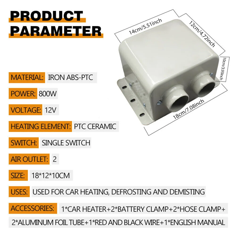 Imagem -05 - Ptc Portátil Carro Elétrico Aquecedor Ventilador de Aquecimento Desembaçador Desembaçador Desembaçador Saída de ar Bateria Clip 12v 24v 400w 600w Conjunto