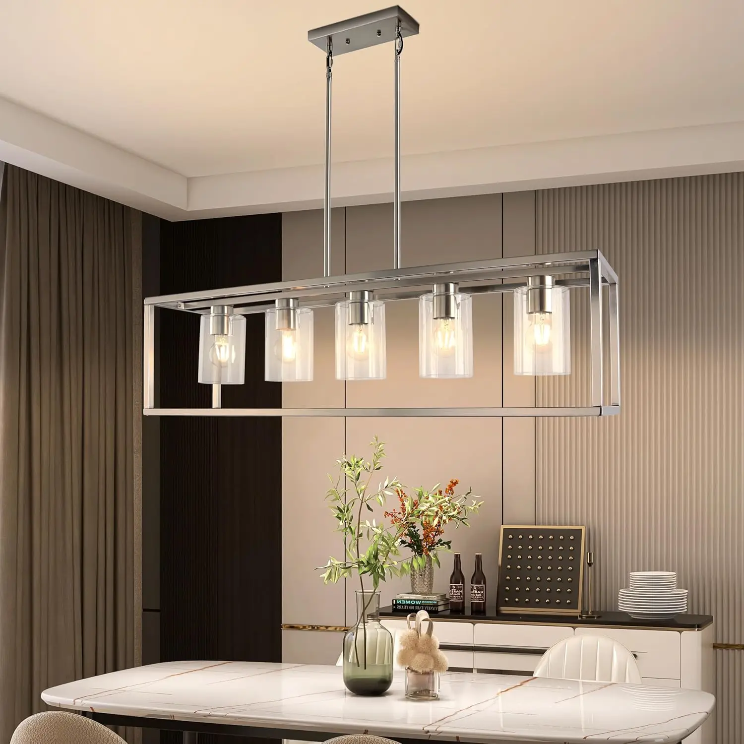

Chandeliers for Dining Room, 5 Light Dining Room Light Fixture Modern Metal Industrial Kitchen Lighting Fixtures Ceilin