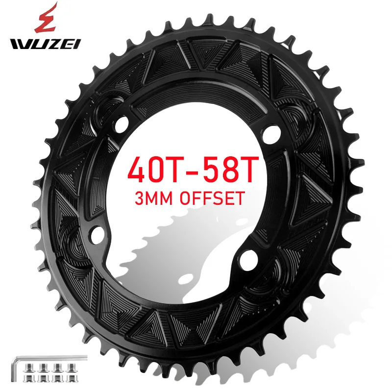 

Цепь WUZEI 110bcd, дорожная велосипедная звездочка 40T 42T 44T 46T 48T 50T, 4 болта, велосипедная звездочка для Shimano R7000 R8000 R9100 9 10 11 12 скоростей
