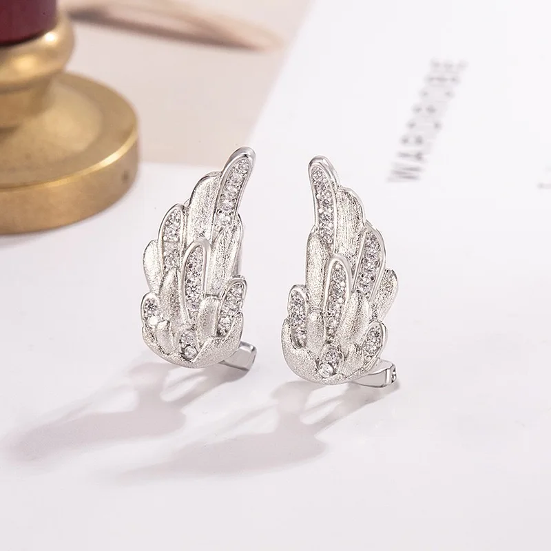 925 فضة أقراط للنساء هندسية مثير فتاة الموضة العصرية مجوهرات هدية حفلة الجناح شكل pendientes الزفاف #5