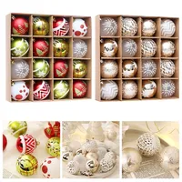 16Pcs 6CM Champagne Gold And White Christmas Balls Decoration Xmas Tree Pendant Champagne Gold And White Christmas Ball Ornament