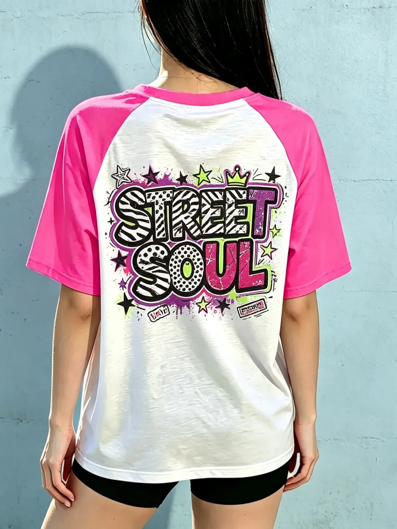 Women's Grey-White Raglan T-Shirt 'Go outside Explore Slowly' Bold Letter Print Loose Casual Tee for Comfortable Wear