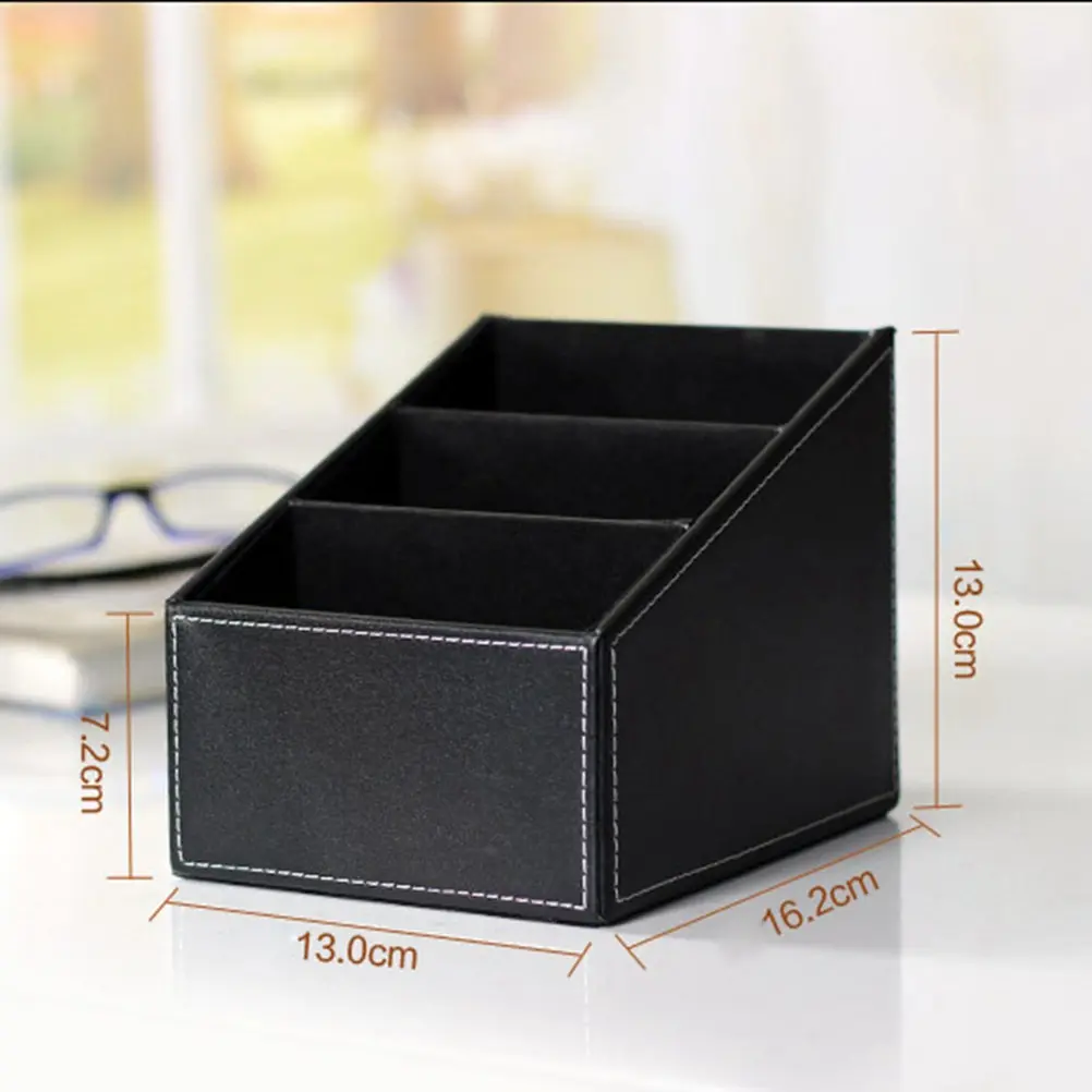 Multifunctional PU Desk Organizer Box Remote Holder Phone Pencil Scissors Storage Desktop Decor Home Office Living Room