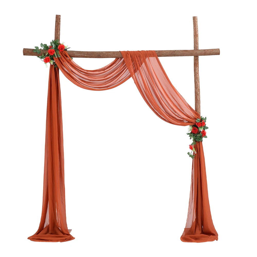 

70X550cm Rust Chiffon Wedding Arch Draping Fabric Terracotta Solid Drapery Ceremony Reception Backdrop Curtain Party Swag Decor