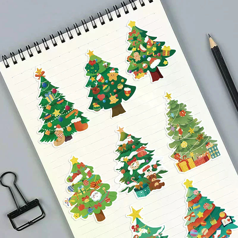 

16PCS Toy Puzzle Stickers Christmas Tree Make A Face Stickers DIY Handicrafts Waterproof Stationery Stickers