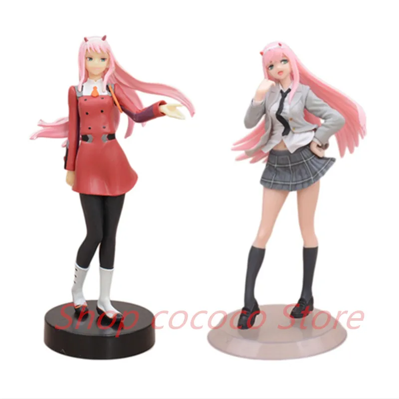 

18CM DARLING in the FRANXX National Team Zero Two Beautiful girl uniformed killer Statues PVC Figures Ornament Doll Model Toys
