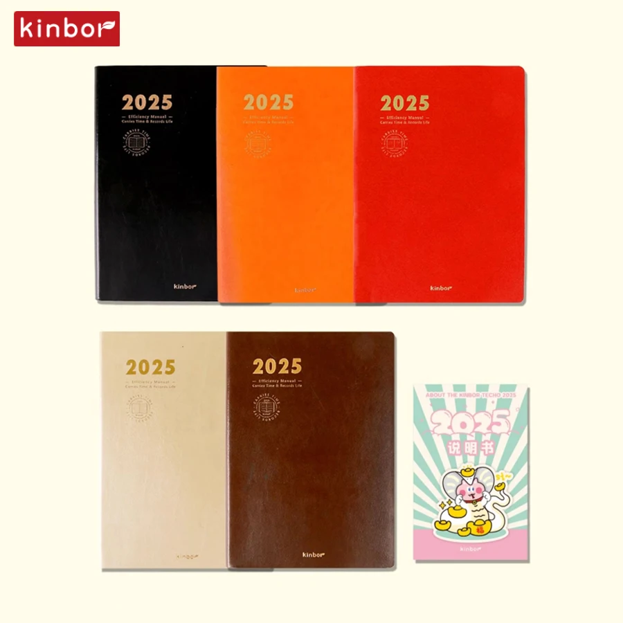 

Kinbor 2025 Efficiency Manual Notebook A5 Schedule Two Days A Page Check in Book Daily Planner Time Manage Todo List cuadernos