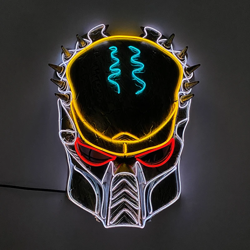 Maschera da guerriero a LED per adulti Dress Up Cosplay Puntelli da guerriero Maschere colorate da soldato incandescente Maschera fresca al bagliore al neon per uomo