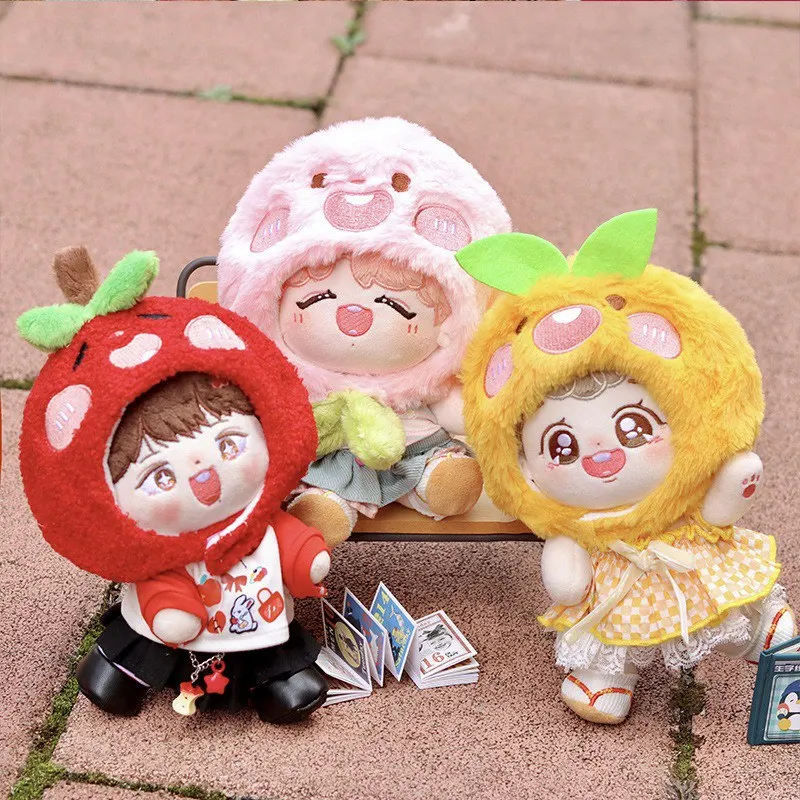 20cm Cotton Doll Hat Idol Plush Doll-Hat Fruits Apple/Orange/Peach Hood Head Cover Cap Replacement Accessories Dress Up Gift