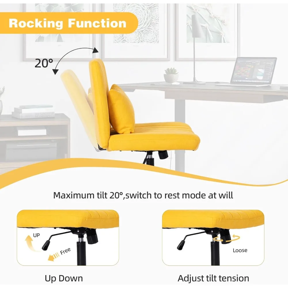 肘掛けなしの家庭用車輪付きクロスレッグリネンオフィスチェア、中型