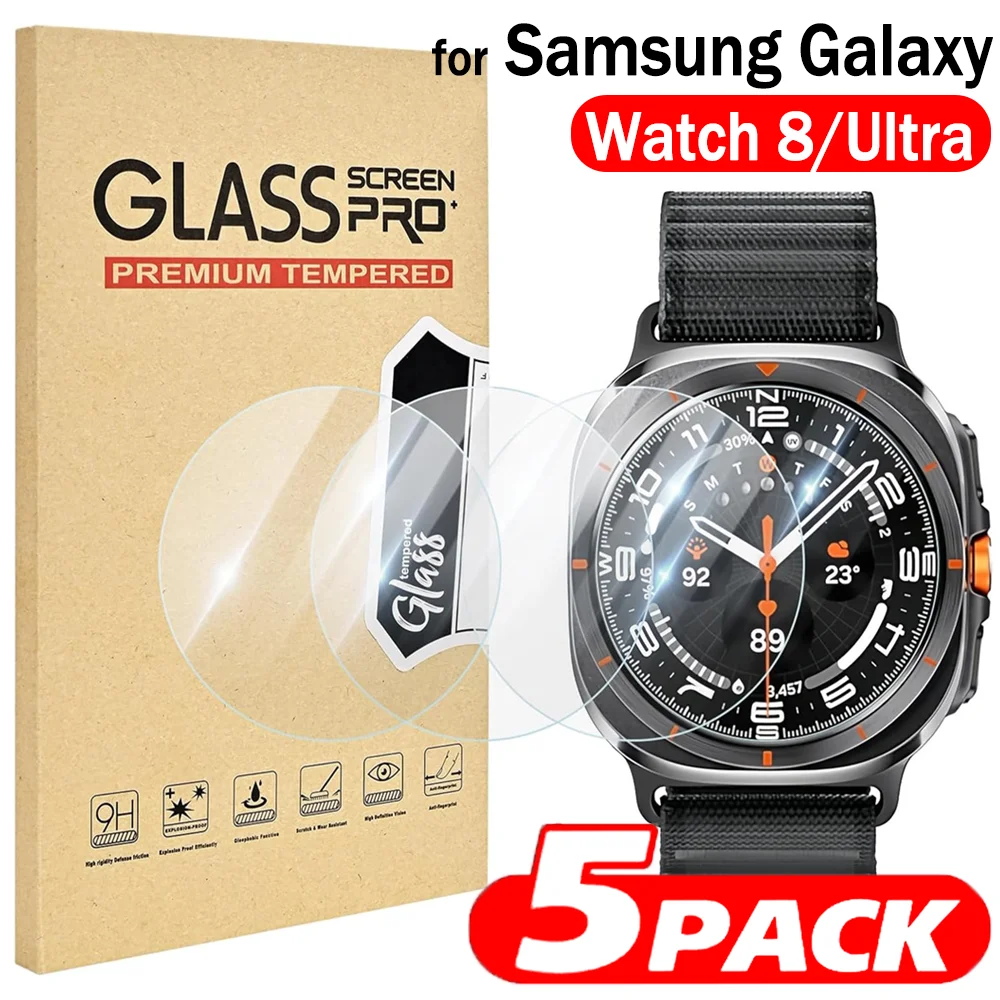 1-5PCS Vidro Temperado para Samsung Galaxy Watch 8 Classic 40mm 44mm Protetor de Tela Ultra Anti-Risco para Watch Ultra 2025