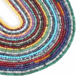 3x5mm Natural Stone Faceted Agates Chalcedony Jades Aquamarines Rondelle Beads for Jewelry DIY Making Bracelet Accessories 15''