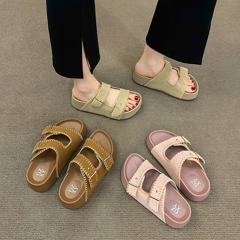 

Pink Slides Slippers Women Summer Shoes Pantofle Shale Female Beach Platform Soft 2024 Sabot Casual Retro Leisure Pink Slides Sl