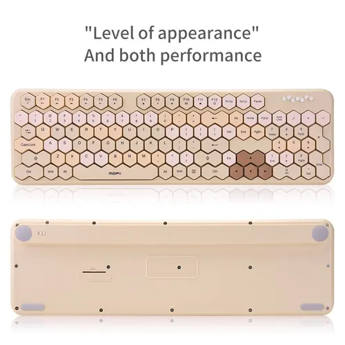 Imagen 2 del producto MOFII HoneyS teclado y ratón inalámbricos de diamante, Combo de teclas irregulares, lindos teclados de oficina a la moda para PC, portátil, escritorio