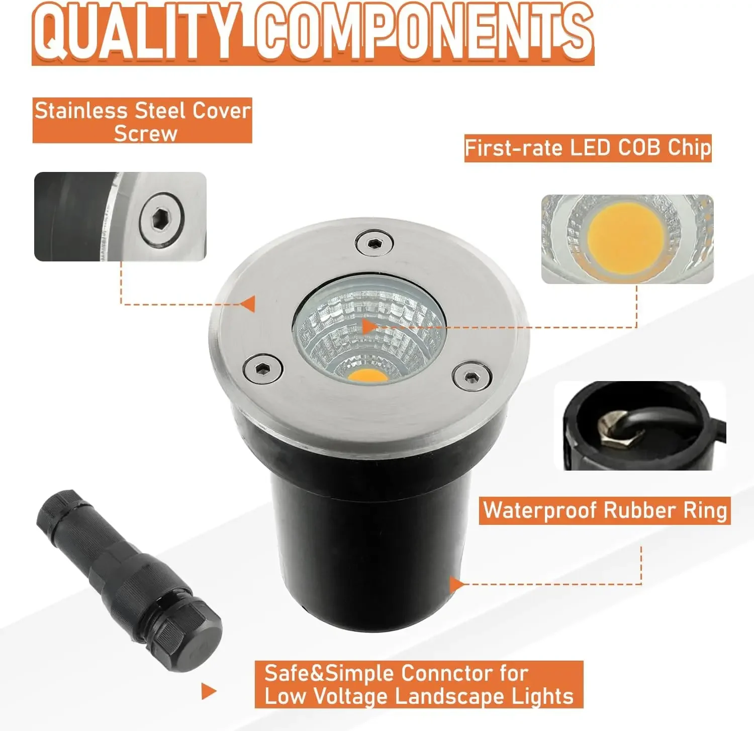 6-12 Pack Low Voltage Landscape Lights 3W Well Lights 12-24V IP67 Waterproof In Ground Light and Outdoor Landscape Lighting