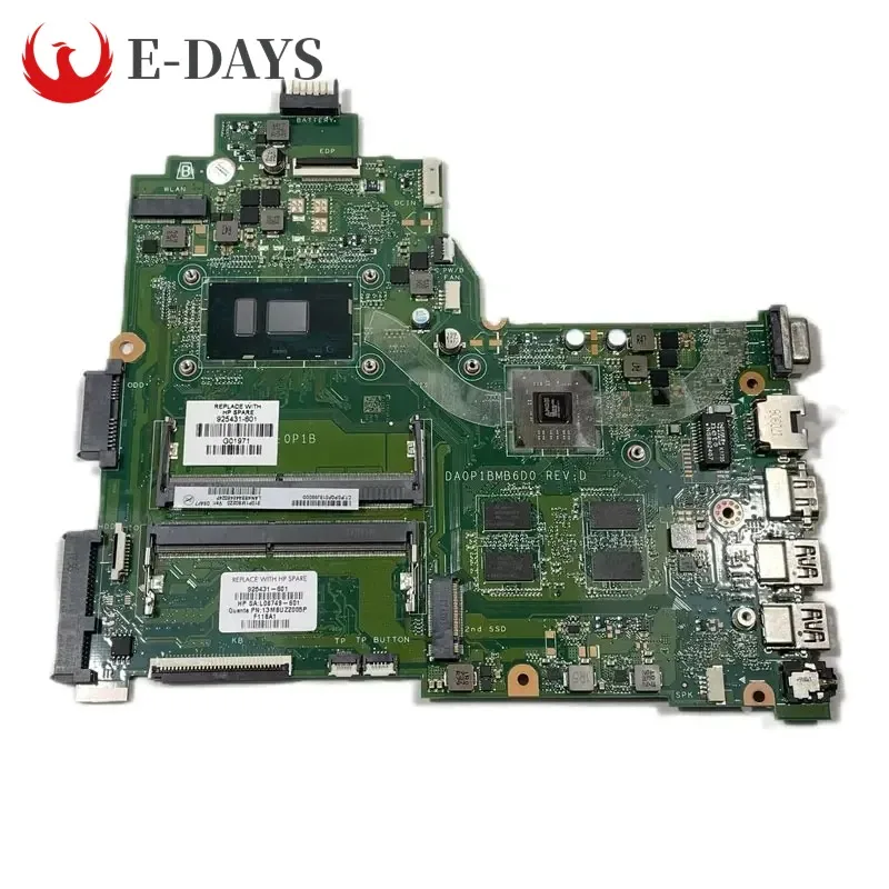 

For HP Pavilion 14-BS Laptop 240 G6 PC Motherboard DA0P1BMB6D0 Mainboard with I3 I5 I7 CPU 2G GPU DDR4 100% Tested Ok